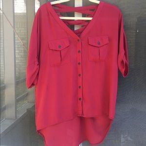 Red Button-down blouse